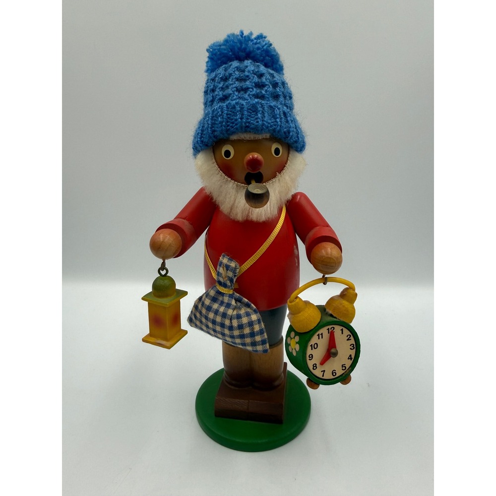Steinbach German Wooden Smoker Night Watchman Alarm Clock Lantern Vintage 10"